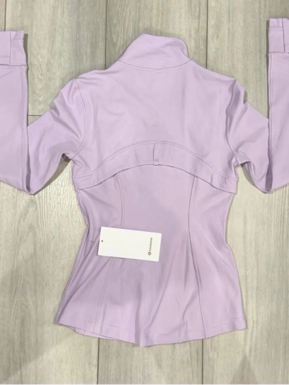 lululemon Define Jacket Nulu in Lilac with Accent Silver Mirror Zippers.